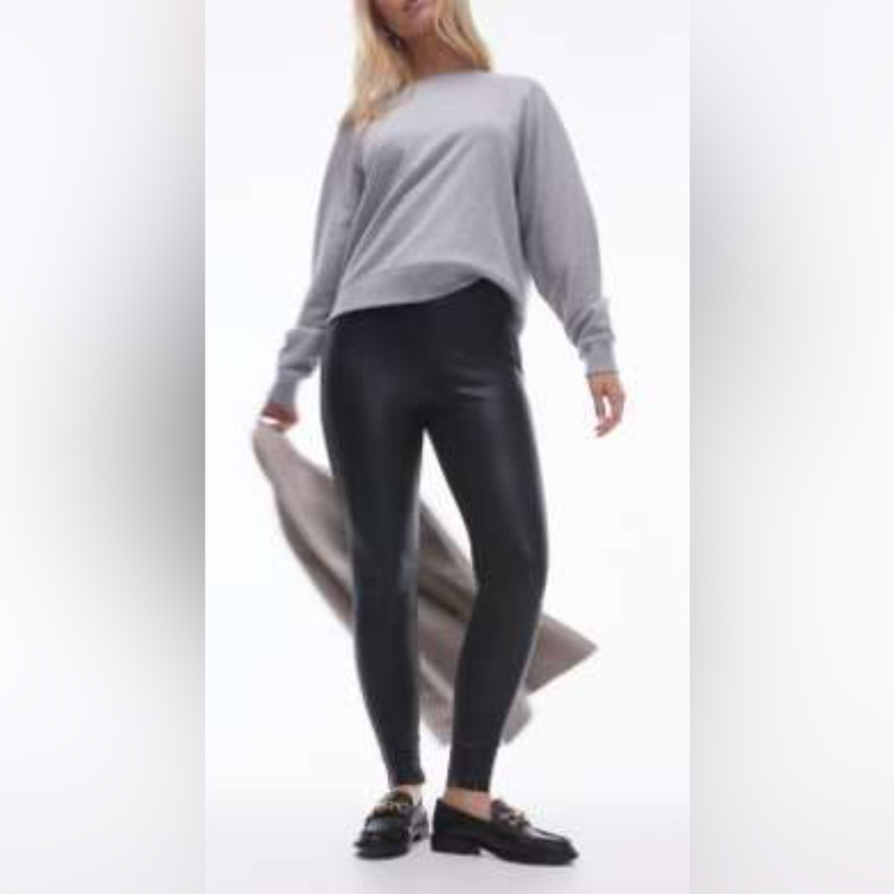 Topshop Hourglass skinny faux leather pants in black